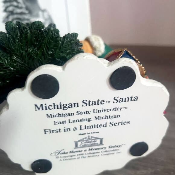 Vintage 1998 Michigan State Spartans Santa Collegiate Collection Statue 7.5” BOX - Picture 9 of 9